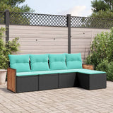 vidaXL ensemble de 5 banques de jardin avec coussins en polyrotan noir