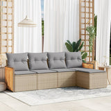 vidaXL 5-piece Lounge Set with Cushions Poly Rattan Black