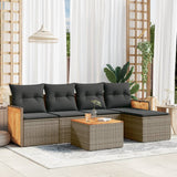vidaXL 5-piece Lounge Set with Cushions Poly Rattan Black