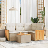 vidaXL 4-Piece Poly Rattan Lounge Set with Cushions Black