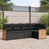 vidaXL 5-piece Lounge Set with Cushions Poly Rattan Black