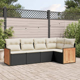 vidaXL 5-piece Lounge Set with Cushions Poly Rattan Black