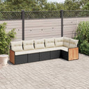 vidaXL 6-delige Loungeset met kussens poly rattan zwart