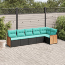 vidaXL ensemble de 6 bancs de jardin avec coussins en polyrotan noir