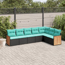 vidaXL ensemble de 7 banques de jardin avec coussins en polyrotan noir