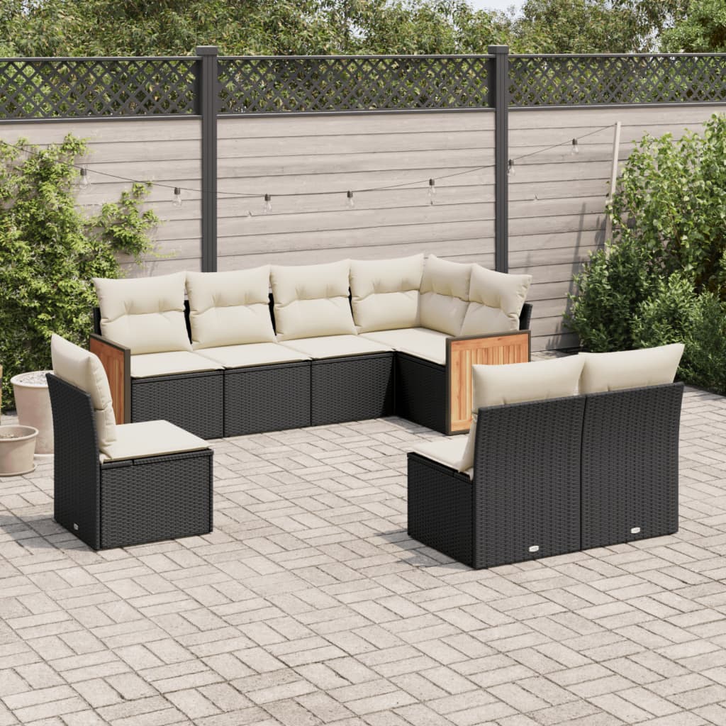 vidaXL 8-piece Lounge Set with Cushions Poly Rattan Black