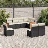 vidaXL 8-piece Lounge Set with Cushions Poly Rattan Black