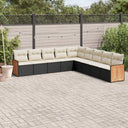 vidaXL 9-delige Loungeset met kussens poly rattan zwart
