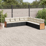 vidaXL 9-piece Poly Rattan Lounge Set with Cushions Black