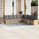 vidaXL 9-delige Loungeset met kussens poly rattan zwart