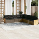 vidaXL 9-delige Loungeset met kussens poly rattan zwart