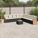 vidaXL 9-piece Poly Rattan Lounge Set with Cushions Black