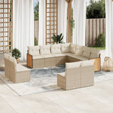 vidaXL 11-delige Loungeset met kussens poly rattan zwart