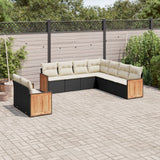 vidaXL 9-piece Poly Rattan Lounge Set with Cushions Black