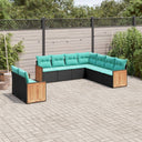 vidaXL ensemble de 9 banques de jardin avec coussins en polyrotan noir