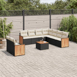 vidaXL 9-piece Poly Rattan Lounge Set with Cushions Black