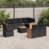 vidaXL 8-delige Loungeset met kussens poly rattan zwart