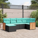 vidaXL ensemble de 6 bancs de jardin avec coussins en polyrotan noir