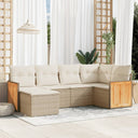 vidaXL 6-delige Loungeset met kussens poly rattan zwart