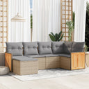 vidaXL 6-delige Loungeset met kussens poly rattan zwart