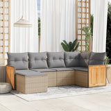 vidaXL 6-delige Loungeset met kussens poly rattan zwart