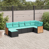 vidaXL ensemble de 7 banques de jardin avec coussins en polyrotan noir