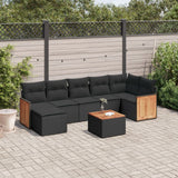vidaXL 7-delige Loungeset met kussens poly rattan zwart