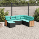 vidaXL ensemble de 7 banques de jardin avec coussins en polyrotan noir