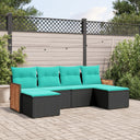 vidaXL ensemble de 6 bancs de jardin avec coussins en polyrotan noir