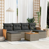 vidaXL 6-delige Loungeset met kussens poly rattan zwart