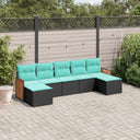 vidaXL ensemble de 7 banques de jardin avec coussins en polyrotan noir