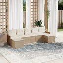 vidaXL 7-delige Loungeset met kussens poly rattan zwart