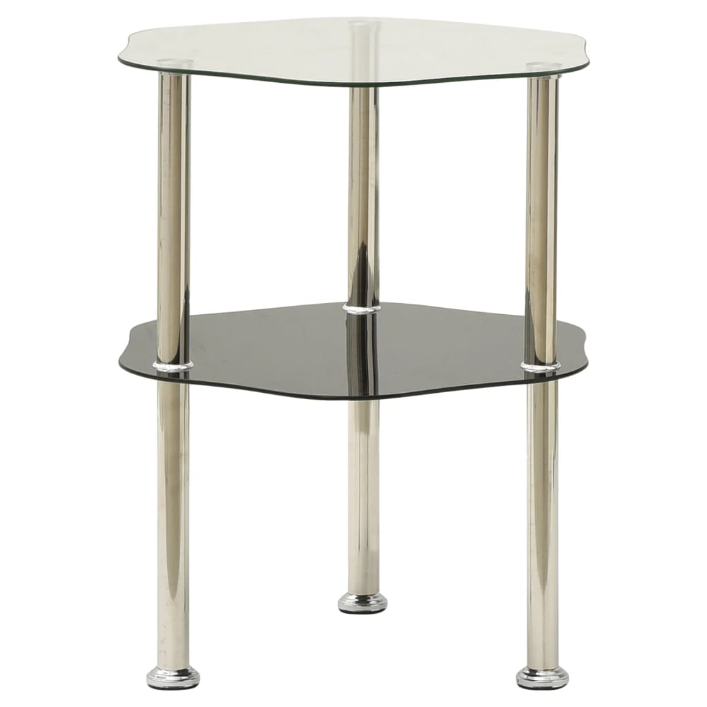 vidaXL Bijzettafel 2-laags 38x38x50 cm gehard glas transparant