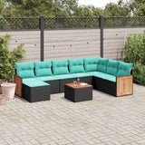 vidaXL 8-delige tuinbankset met kussens, grijs polyrotan