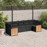 vidaXL 7-delige Loungeset met kussens poly rattan zwart