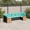 vidaXL ensemble de 7 banques de jardin avec coussins en polyrotan noir