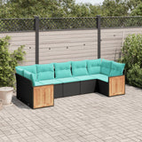 vidaXL ensemble de 7 banques de jardin avec coussins en polyrotan noir