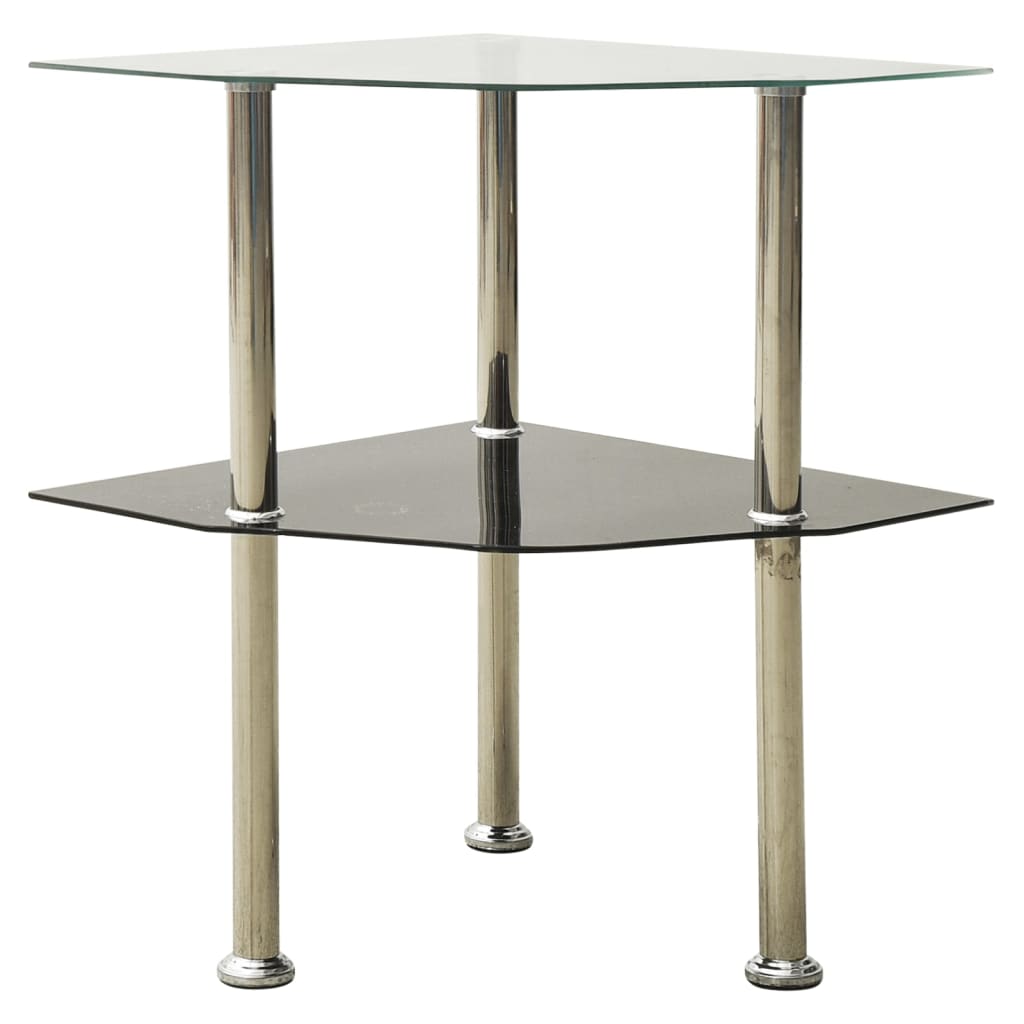 vidaXL Bijzettafel 2-laags 38x38x50 cm gehard glas transparant