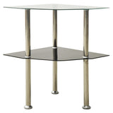 vidaXL Bijzettafel 2-laags 38x38x50 cm gehard glas transparant