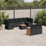 vidaXL 9-delige Loungeset met kussens poly rattan zwart