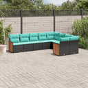 vidaXL ensemble de 9 banques de jardin avec coussins en polyrotan noir