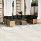 vidaXL 10-delige Loungeset met kussens poly rattan zwart