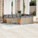 vidaXL 11-delige Loungeset met kussens poly rattan zwart