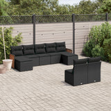 vidaXL 9-piece Poly Rattan Lounge Set with Cushions Black