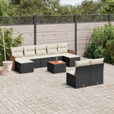 vidaXL 9-piece Poly Rattan Lounge Set with Cushions Black