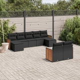 vidaXL 9-piece Poly Rattan Lounge Set with Cushions Black