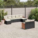 vidaXL 9-piece Poly Rattan Lounge Set with Cushions Black