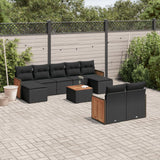 vidaXL 9-piece Poly Rattan Lounge Set with Cushions Black