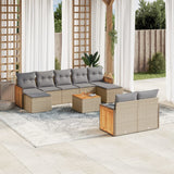 vidaXL 9-piece Poly Rattan Lounge Set with Cushions Black