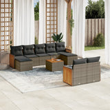 vidaXL 9-piece Poly Rattan Lounge Set with Cushions Black